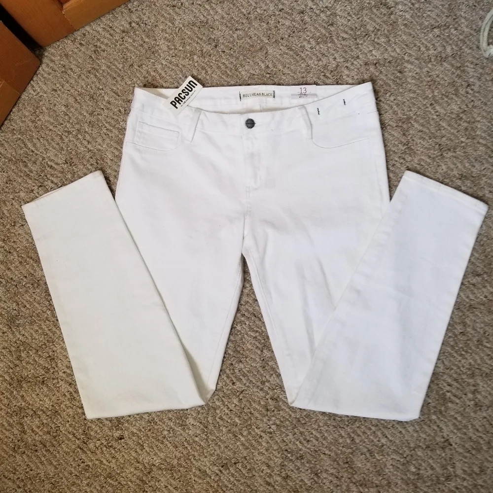 Pacsun Bullhead Black Cotton Denim Legging White Skinny Jeans Sz 13 - Picture 2 of 8